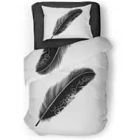 Eleganzzz Dekbedovertrek Micropercal Minimalistic Feather - white 140x200/220cm