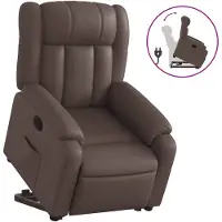 vidaXL Sta-op-fauteuil verstelbaar kunstleer bruin