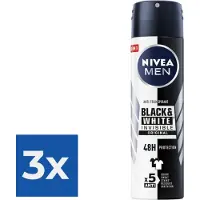 Nivea Men Deodorant Spray Invisible for Black & White - 150 ml - Voordeelverpakking 3 stuks