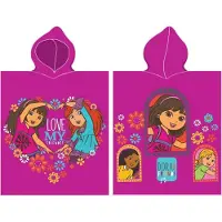 Nickelodeon Dora de Verkenner - Poncho - Handdoek met capuchon - 50 x 115 cm. - Dora the Explorer - Badponcho - Paars