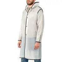 Perletti Semi transparante City Trench regenjas met zwarte bies van L