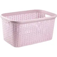 PlasticForte Wasmand - Set van 3x stuks - 35 liter - rotan - roze - kunststof - 53 x 36 x 26 cm