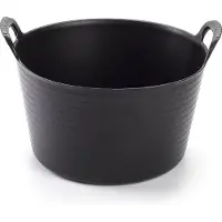 PlasticForte flexibele emmer/kuip - 5x stuks - zwart - kunststof - rond - 15 liter - 24 x 24 x 15 cm - wasmanden - tuinafval - speelgoed