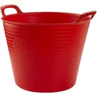 PlasticForte flexibele emmer/kuip - Set van 4x stuks - rood - kunststof - rond - 25 liter - 42 x 38 x 33 cm - wasmanden - tuinafval - speelgoed