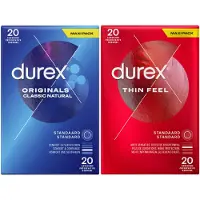 Durex - Thin Feel Condooms 20 stuks & Originals Classic Natural Condooms 20 stuks - Pakket
