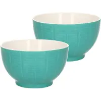 Excellent houseware Soepkommen/serveer schaaltjes - 2x - Venice - keramiek - D14 x H8 cm - jade groen