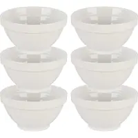 Vivalto Kommetjes/serveer schaaltjes/soepkommen - 6x - Okinawa - porselein - D13.5 x H8 cm - ivoor wit - Stapelbaar