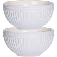 Excellent houseware Soepkommen/schaaltjes - 2x - Roman Style - keramiek - D14 x H7 cm - ivoor wit