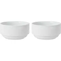 Vivalto Kommetjes/serveer schaaltjes/soepkommen - 2x - Sendai - porselein - D13 x H6.5 cm - ivoor wit - Stapelbaar