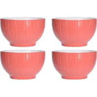 Excellent houseware Soepkommen/serveer schaaltjes - 4x - Venice - keramiek - D14 x H8 cm - steenrood