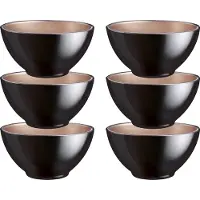 Luminarc Kommetjes/soepkommen/schaaltjes voor dessert/ontbijt - 6x - Glas - D13 x 6 cm - zwart