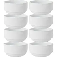 Vivalto Kommetjes/serveer schaaltjes/soepkommen - 8x - Sendai - porselein - D13 x H6.5 cm - ivoor wit - Stapelbaar