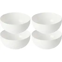 Vivalto Kommetjes/serveer schaaltjes/soepkommen - 4x - Opal - keramiek - D13 x H6 cm - ivoor wit - Stapelbaar