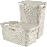 Curver Style Wasmand met Deksel 60L + Wasmand 45L - Wit