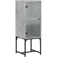 vidaXL Bijzetkast met glazen deur 35x37x100 cm betongrijs