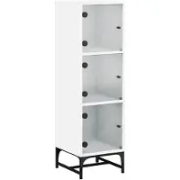 vidaXL Hoge kast met glazen deuren 35x37x120 cm wit