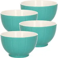 Excellent houseware Soepkommen/serveer schaaltjes - 8x - Venice - keramiek - D14 x H8 cm - jade groen