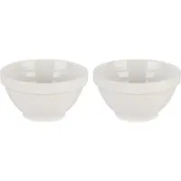 Vivalto Kommetjes/serveer schaaltjes/soepkommen - 2x - Okinawa - porselein - D13.5 x H8 cm - ivoor wit - Stapelbaar
