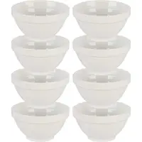 Vivalto Kommetjes/serveer schaaltjes/soepkommen - 8x - Okinawa - porselein - D13.5 x H8 cm - ivoor wit - Stapelbaar