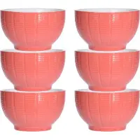 Excellent houseware Soepkommen/serveer schaaltjes - 6x - Venice - keramiek - D14 x H8 cm - steenrood