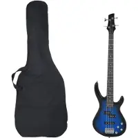 vidaXL Basgitaar voor beginners elektrisch met tas 4/4 46" blauw zwart