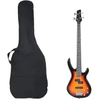 vidaXL Basgitaar voor beginners elektrisch met tas 4/4 46" bruin zwart
