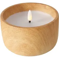 Boltze - LED kaars - Aardewerk met houtlook - Echte wax met kunststof vlam - 12x8cm