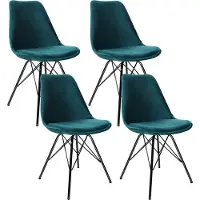 Dutchbone SET van 4 Kick kuipstoel - Velvet - Blauw (set van 4)