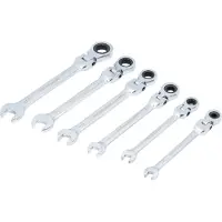Bgs Ratelringsleutel set flexibele koppen inch maten SW 1/4" - 9/16" 6 stuks.