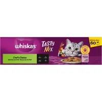 Whiskas 1+ Tasty Mix Adult Kattenvoer Chef's Choice in Saus 60 x 85 gr