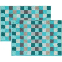 Cawö Gastendoek Cawö Unique Karo Turquoise (6-delig)