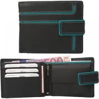 Dariya Portemonnee 2902-blacktuerkis Zwart Turquoise Leer