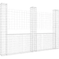 vidaXL Schanskorf U-vormig met 3 palen 260x20x200 cm ijzer