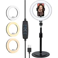 Lurk ringlicht studioset 8 inch met verstelbaar statief, microfoon en afstandsbediening - zwart