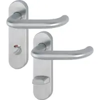 Hoppe Greepenset, Set korte platen Paris E138/353KH roestvrij staal F69 RWSK/OL set afgeronde hendelgrepen (Deurbordje)
