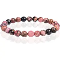 Memphis Natuursteen Armband met 8mm Kralen - Rhodonite