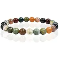 Memphis Natuursteen Armband met 8mm Kralen - Indian Agate