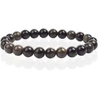 Memphis Natuursteen Armband met 8mm Kralen - Gold Obsidian