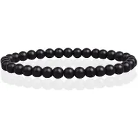 Memphis 6mm Natuursteen Armband - Matte Onyx