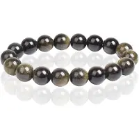 Memphis Natuursteen Armband 10mm - Gold Obsidian