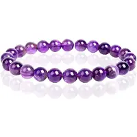 Memphis Natuursteen Armband met 8mm Kralen - Amethyst