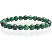 Memphis Natuursteen Armband met 8mm Kralen - Green Black Jade
