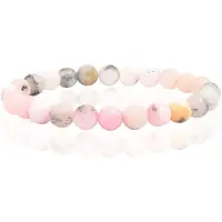 Memphis Natuursteen Armband met 8mm Kralen - Pink Opal