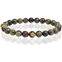 Memphis Natuursteen Armband met 8mm Kralen - Dragon Bloodstone