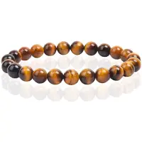 Memphis Natuursteen Armband met 8mm Kralen - Tiger Eye