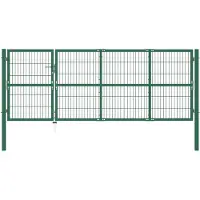 vidaXL Tuinhek met palen 350x120 cm staal groen