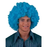 Funny fashion Turquoise pruik met krullen - Verkleedpruiken
