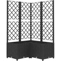 vidaXL Plantenbak met latwerk 80x80x136 cm polypropeen zwart