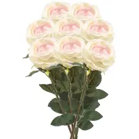 Emerald Kunstbloemen boeket roos Joelle - 8x - creme - 65 cm - decoratie bloemen