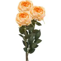 Emerald Kunstbloem roos Joelle - 3x - pastel oranje - 65 cm - decoratie bloemen